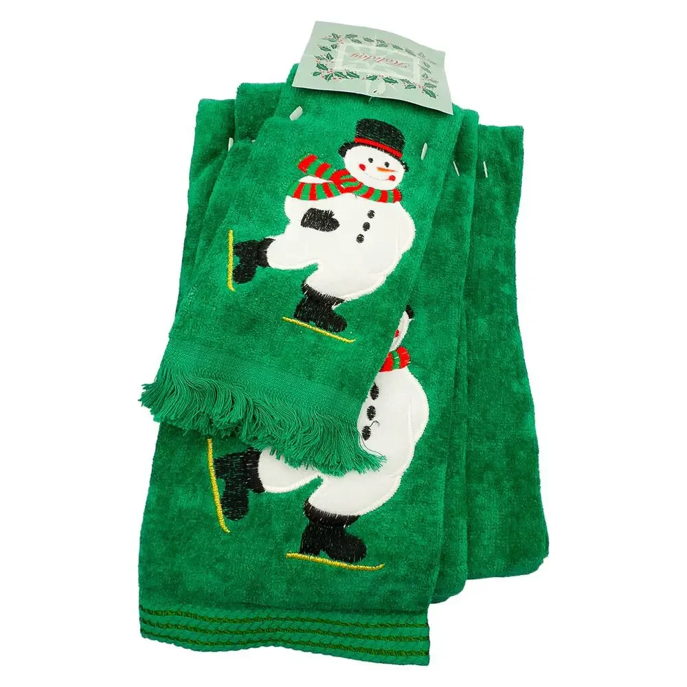 Set of 7 NOS Target Christmas Embroidered Towels Santa Red Green Cotton NWT